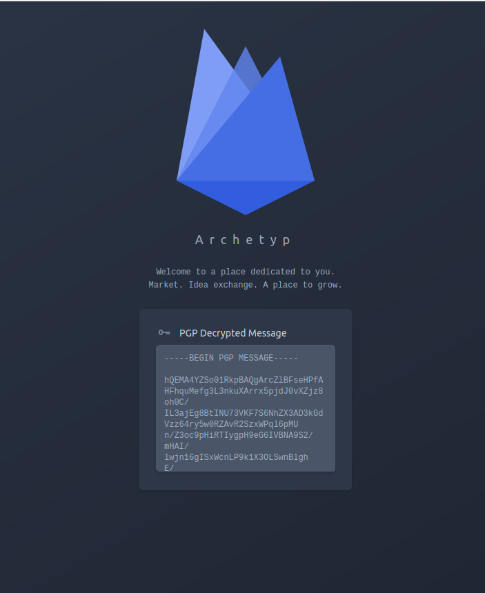Archetyp market Encrypted Message