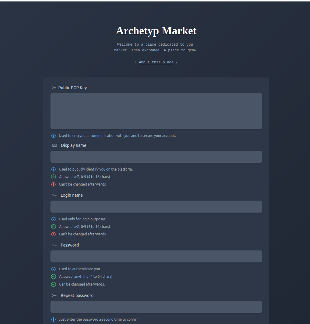 Archetyp market Registration